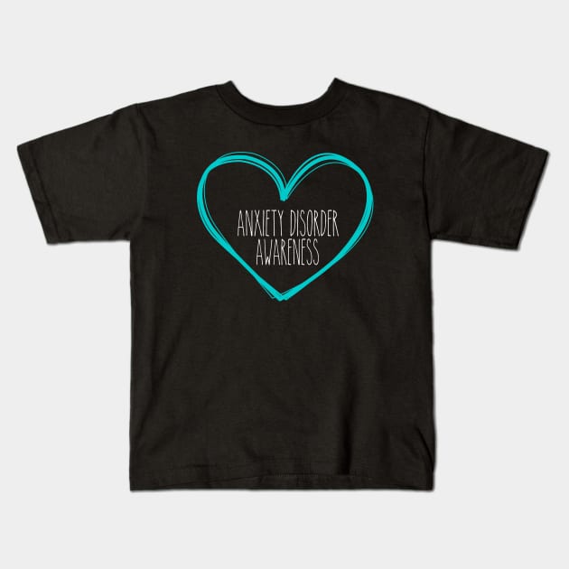 Anxiety Disorder Awareness Heart Support Kids T-Shirt by MerchAndrey